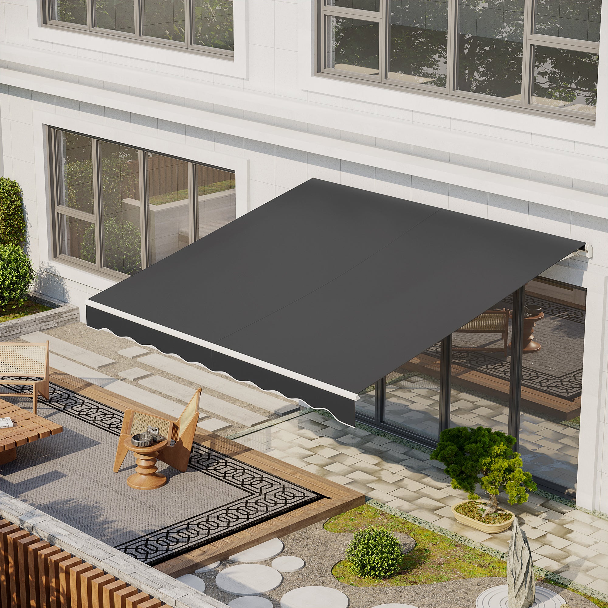 12' x 10' Electric Retractable Awning Sunshade Shelter with Remote Controller