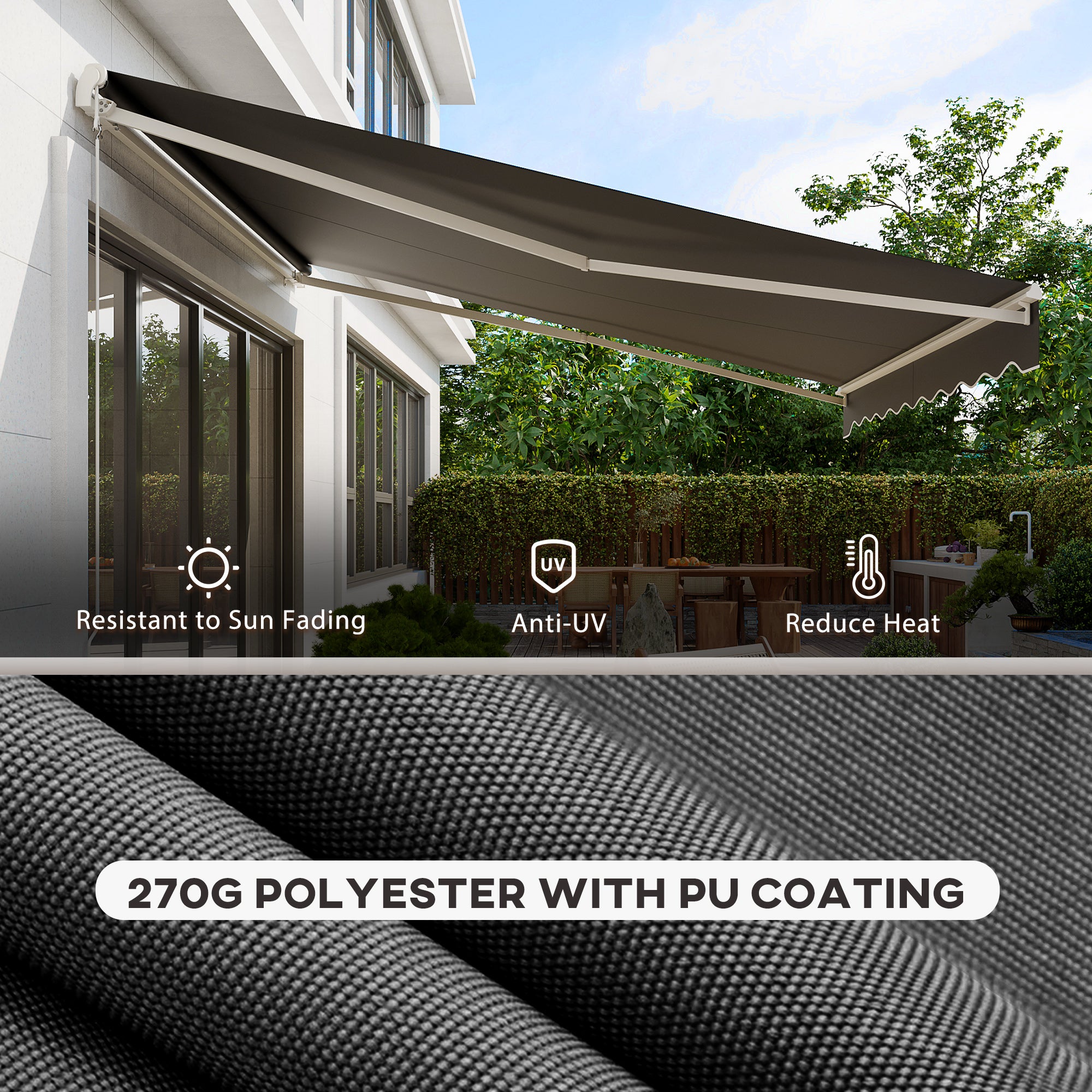 12' x 10' Electric Retractable Awning Sunshade Shelter with Remote Controller