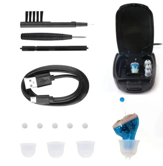 Hearing Aid Invisible In-ear Pair Of Rechargeable Sound Amplifier Accessories
