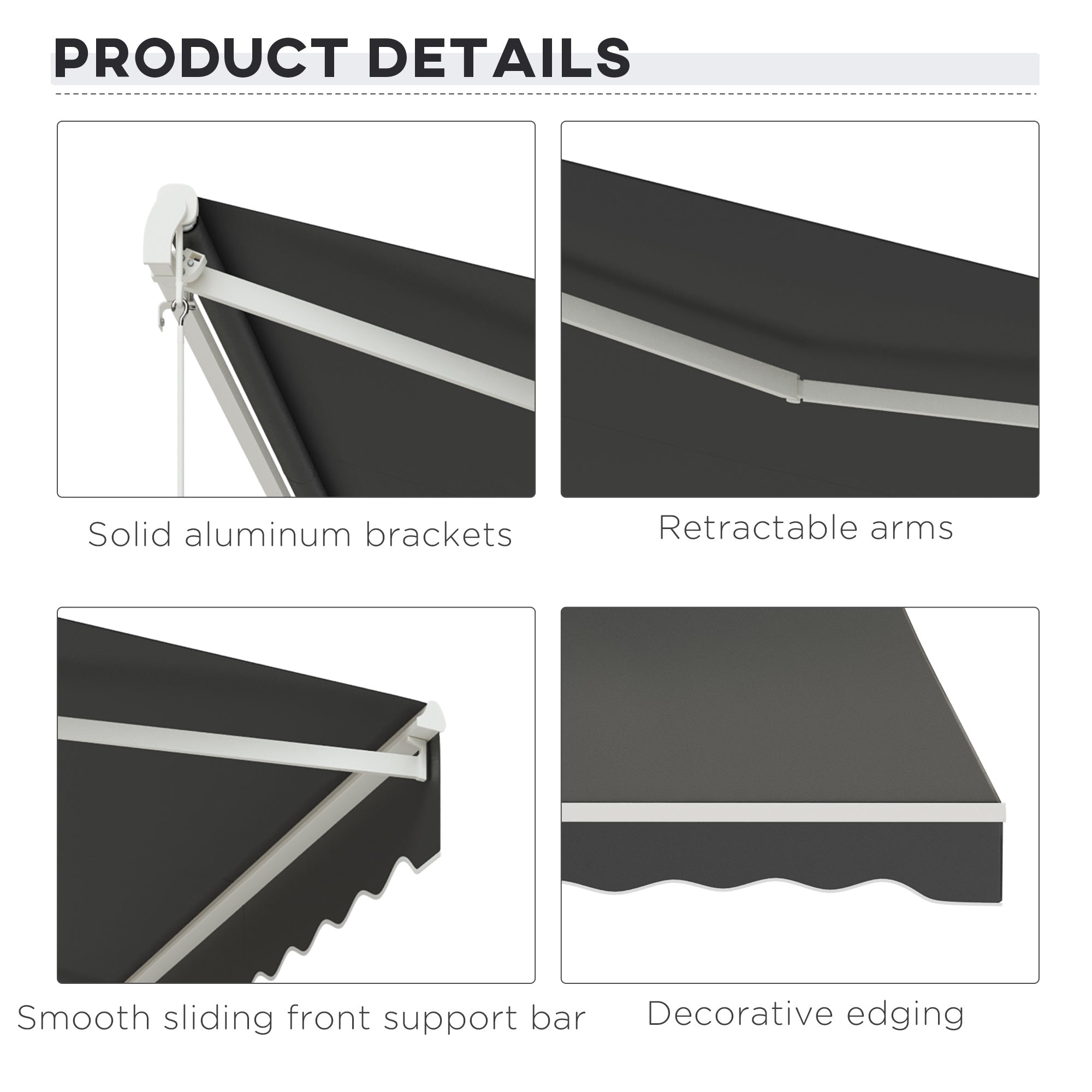 12' x 10' Electric Retractable Awning Sunshade Shelter with Remote Controller