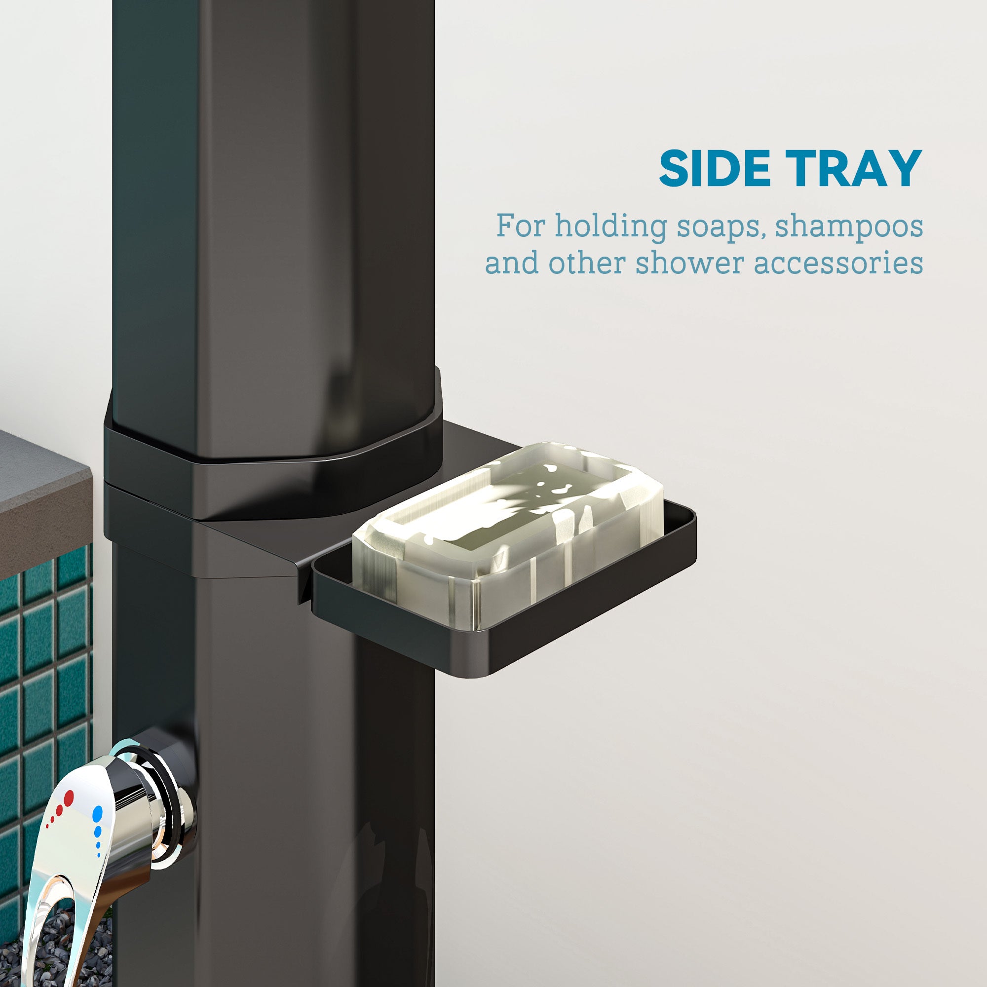 7.1FT Slolar Heated Outdoor Shower, 9.2 Gallon Outdoor Solar Shower For Backyard, Poolside, Beach, Spa