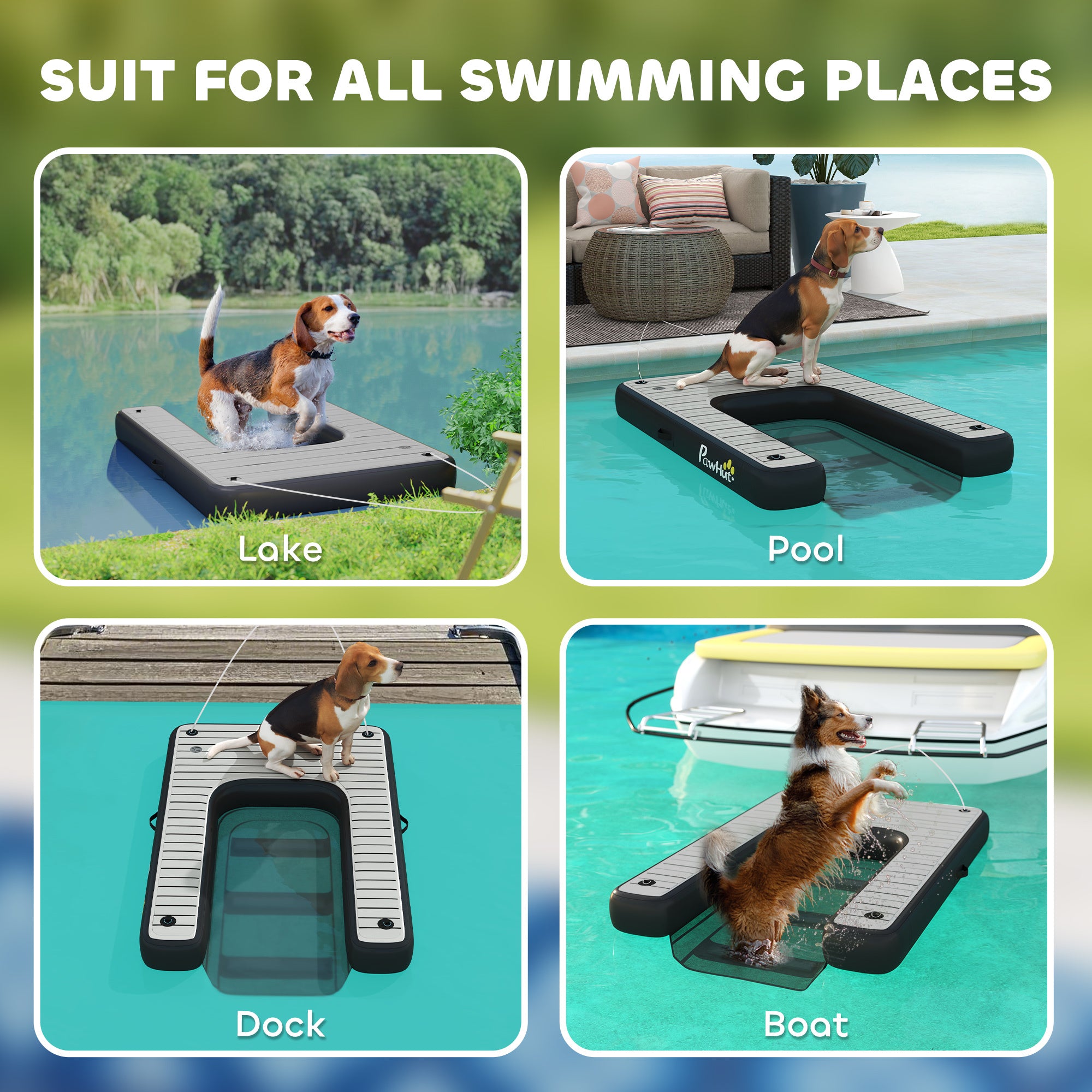 Inflatable Dog Boat Ramp Up To 286 Lbs, For Boat, Dock, Lake, Non-Slip, Safe & Easy
