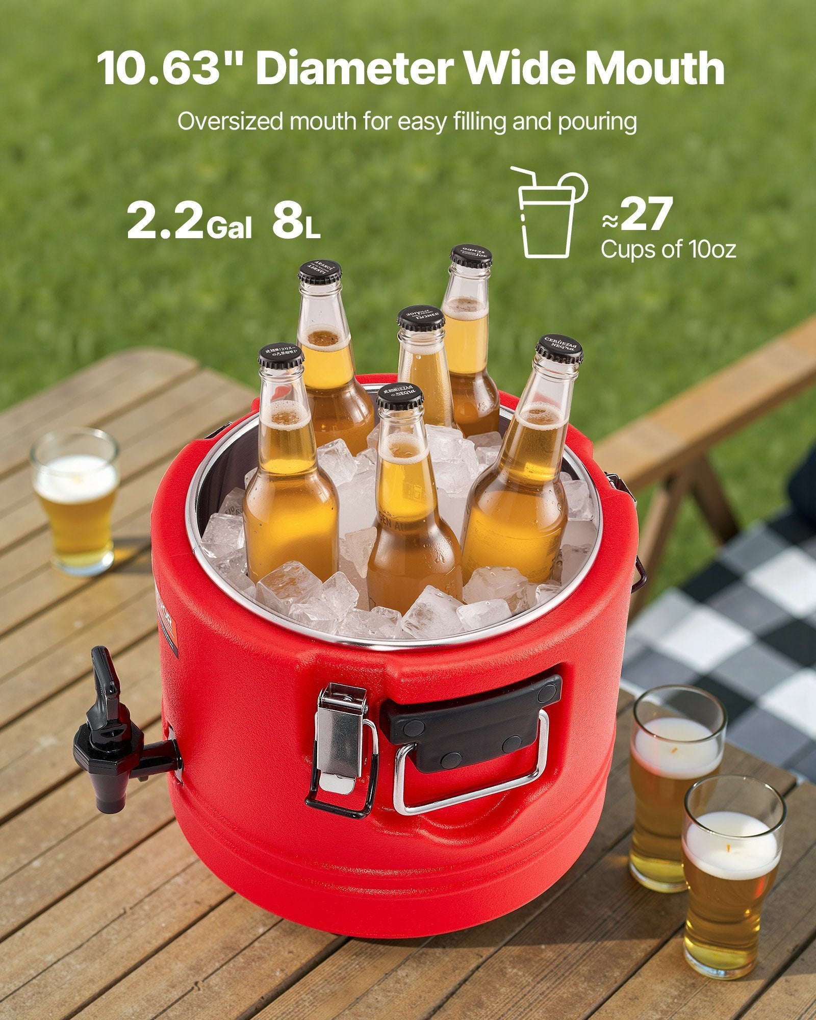 Insulated Beverage Dispenser For Hot And Cold Drinks 2.2 Gal/8L Cooler Jug