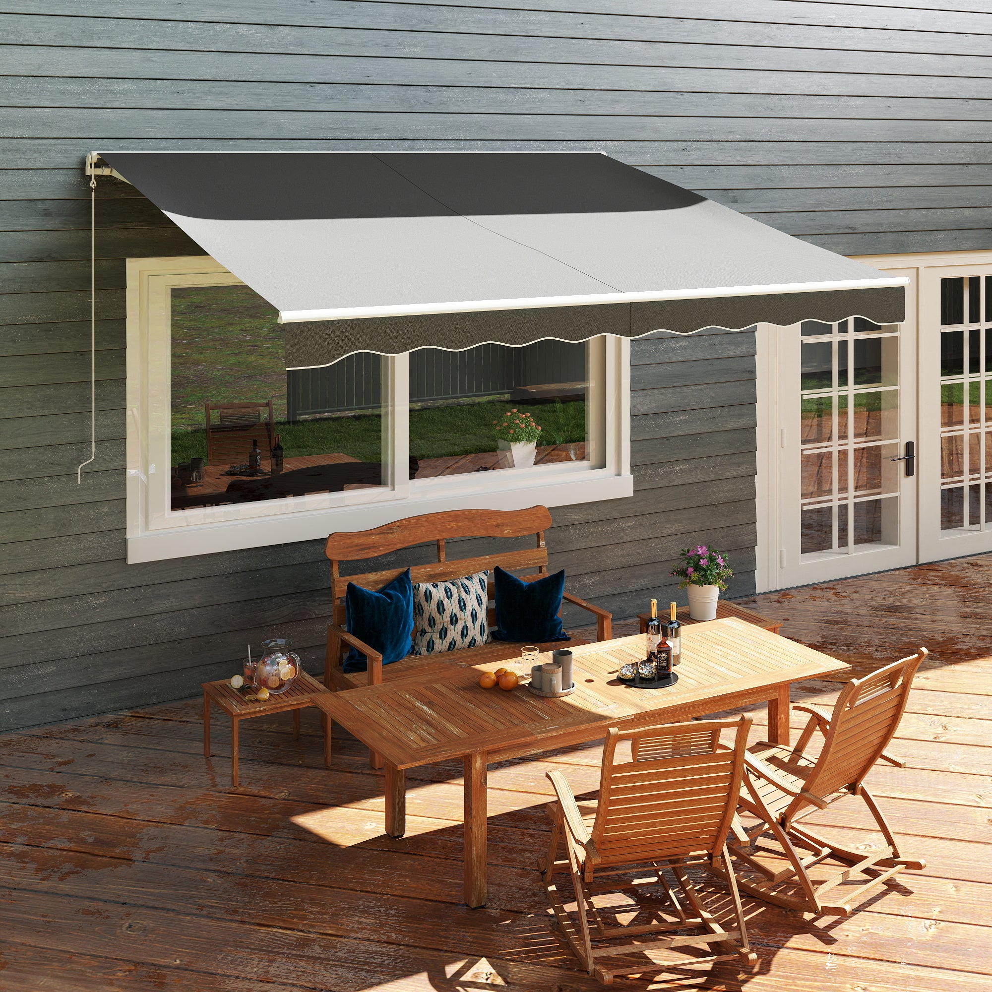 12' x 10' Electric Retractable Awning Sunshade Shelter with Remote Controller